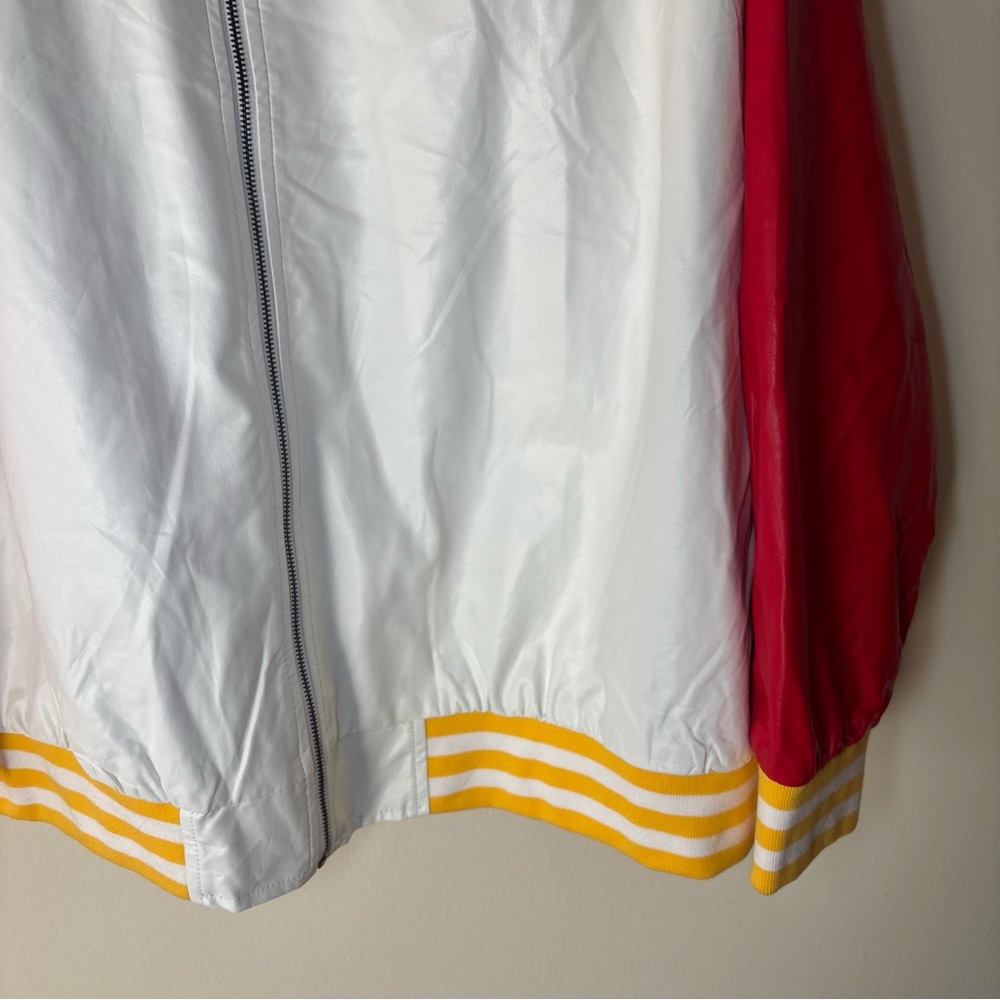 White and Red Kansas City Varsity Jacket with Yellow Accents - Picture 4 of 6